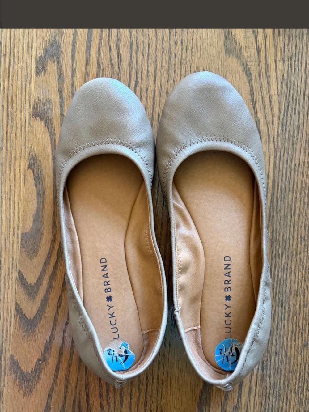 Lucky Brand Neutral Taupe Leather Ballet Flats